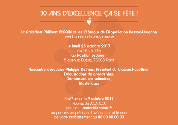 Carton invitation 30 ans de Pessac Léognan-1